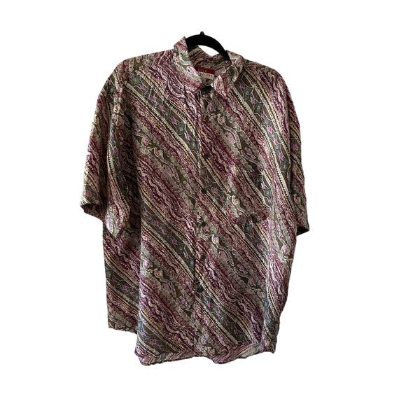 Silk Sensazione  Multicolored Print Silk Shirt Mens Size Large Vintage Colorful - Picture 1 of 9